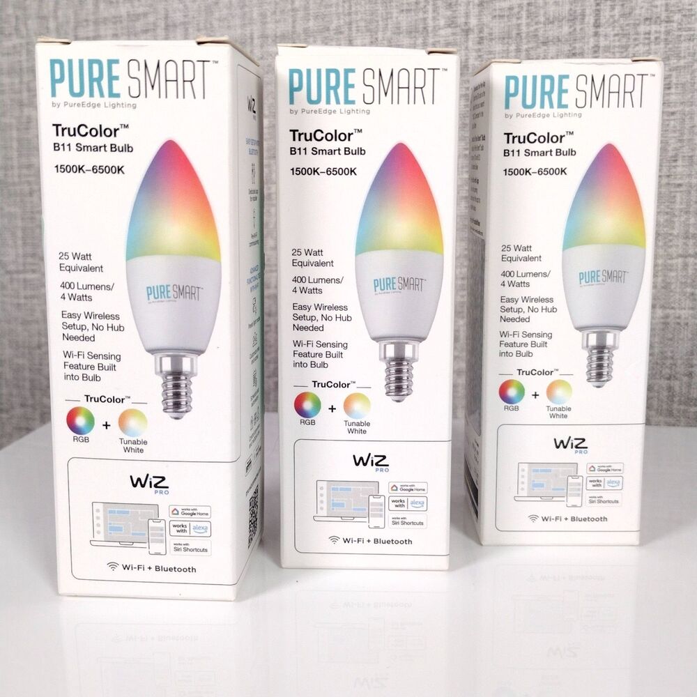 WiFi Wireless Smart Bulb Color-Changing B11 LED Candelabra 25w 400lm 3-Boxes